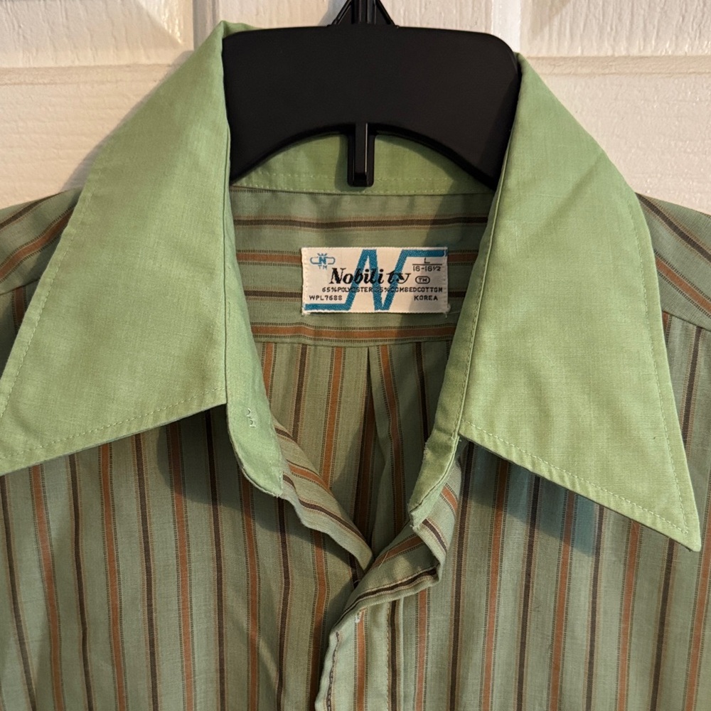 Nobility Vintage Green Striped Men's Shirt Large 16-161/2